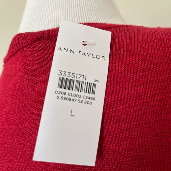 NWT Ann Taylor Red Linen Blend Sleeveless Crew Neck Sweater Size Large - Picture 4 of 10